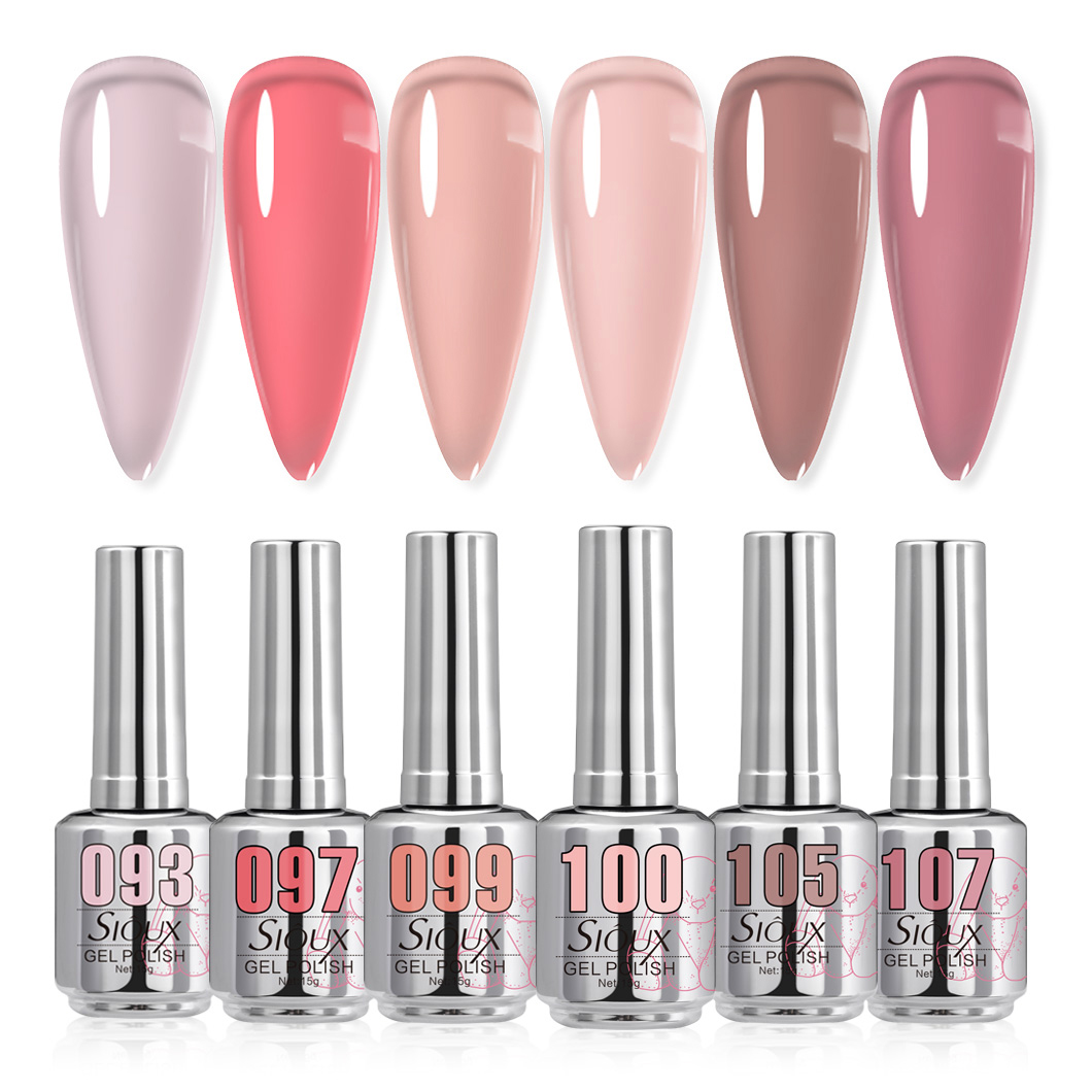 Sioux UV Gel Nail Polish 6 Piece (15ml) – Jelly, Nude – Nailtion