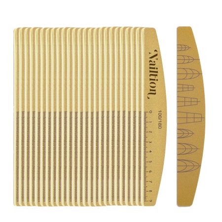 Nailtion 100/180 Grit - 25 Pieces Pack Double Sideed Washable Nail Files