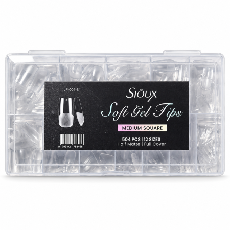 Sioux 504 Pieces Soft Gel Full Cover Nail Tips – Half-Matte & Pre-Shaped Finish